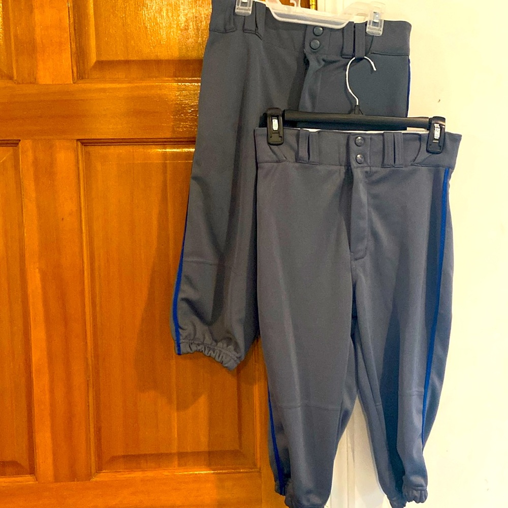 EUC! Lot of 2 pairs of Champ Pro youth size L, gray baseball knickers pants!